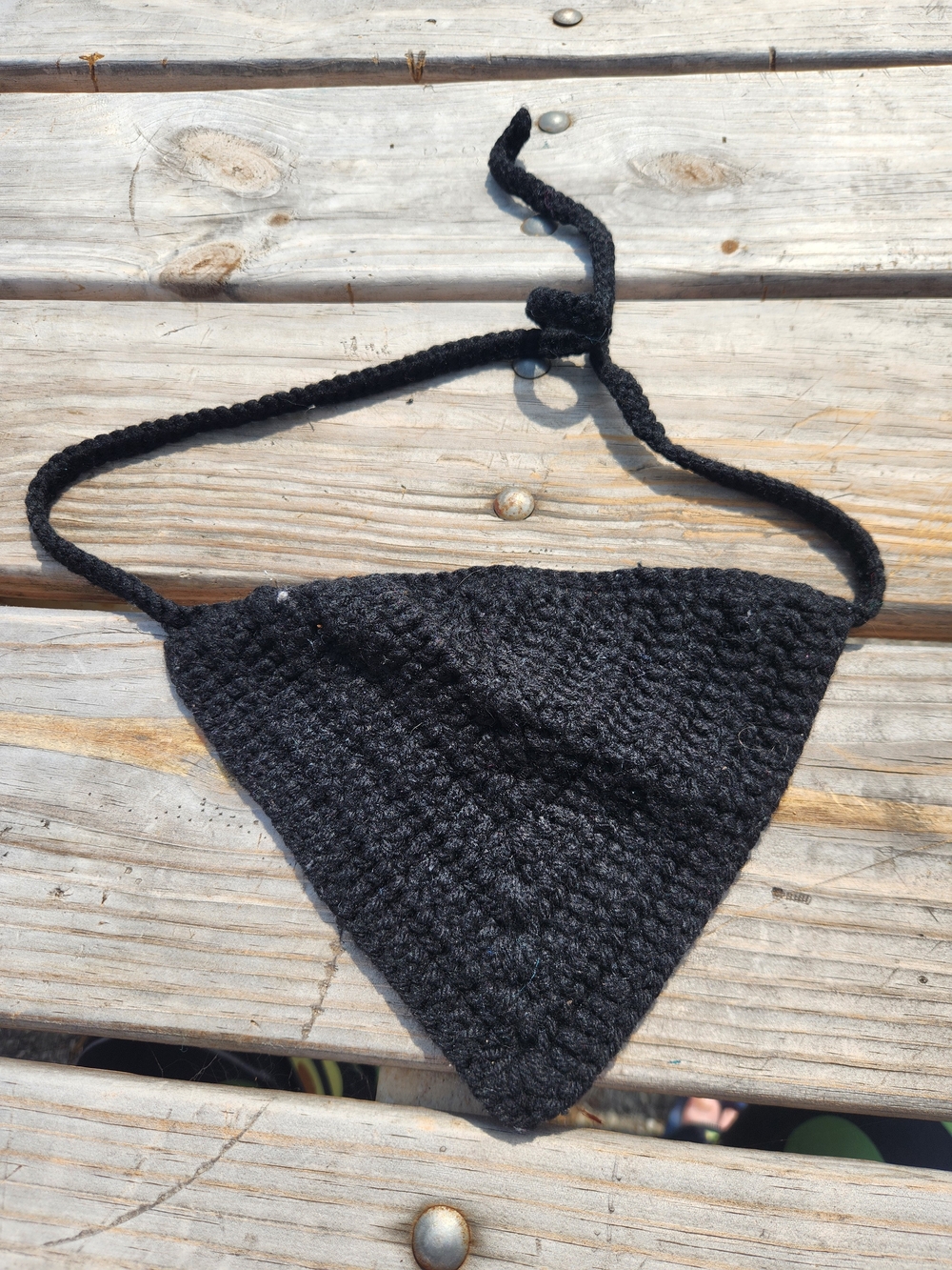 Handmade Black Crochet Triangle Bandana